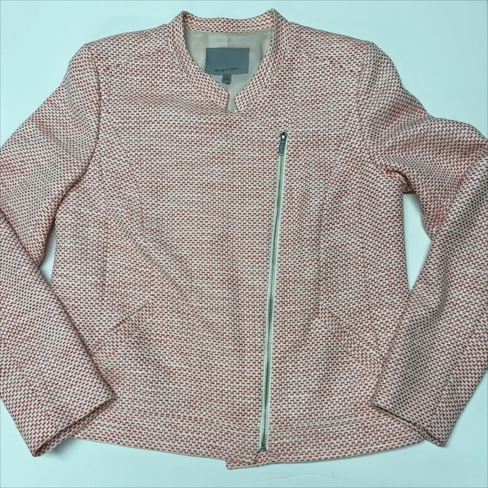 Classiques Entier | Front Zip Moto Blazer In Red Honey Tweed